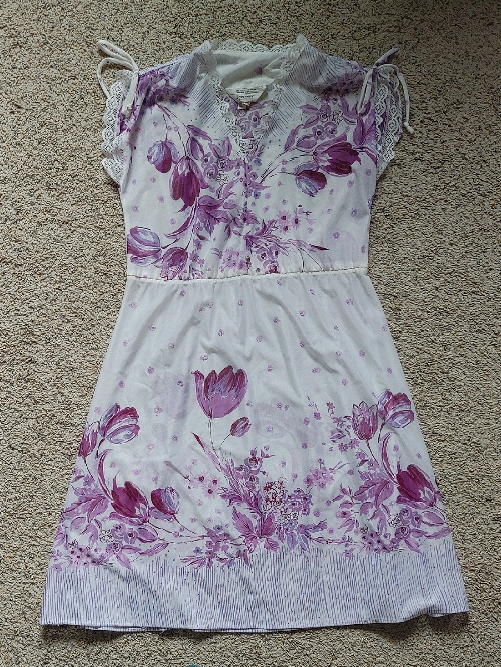 White & Purple Floral Summer Dress